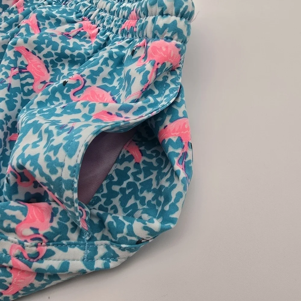 Chubbies Swim Trunks Mens Pink Blue Domingos Flamingos Boxer Shorts Liner